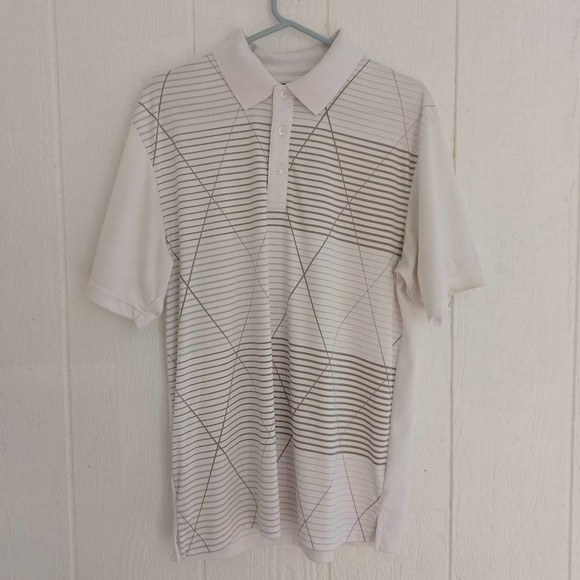 Large, White with stripes Ben Hogan Performance Polo Golf Shirt - Picture 1 of 6